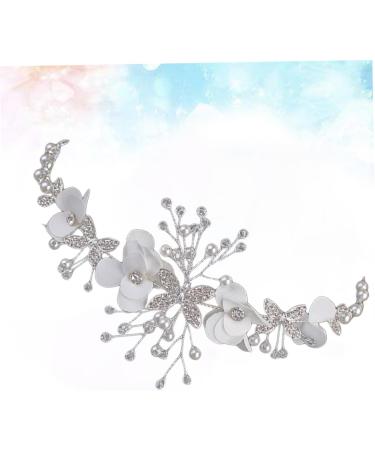 FRCOLOR Floral Headband Bride Headpieces for Wedding Bridal Hair Accessories Wedding Headband Bridesmaid Hair Accessories Rhinestone Headdress Women Headdress for Wedding Tiara White - Buy Online on GoSupps.com