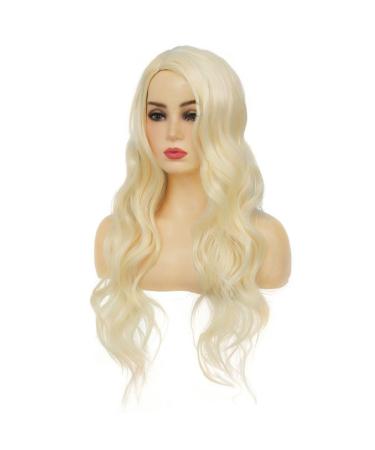 Siudus Blonde Long Curly Wigs for Women - Wavy Side Part Synthetic Heat-Resistant Hair Wig for Daily Cosplay and Halloween Use - Buy Online on GoSupps.com