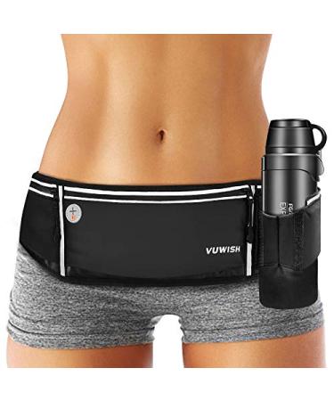 VUWISH Running Belt Fanny Pack, Adjustable Running Waist Pack Bag with Foldable Water Bottle Holder, Unisex Sport Pouch Belt for Fitness Jogging Hiking Travel,Cell Phone Holder Fits All Phones iPhone