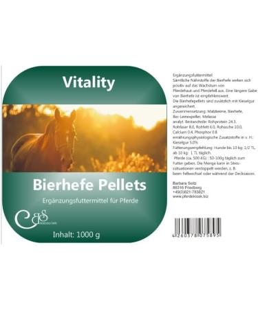 Brewer's Yeast Pellets for Horses - Vitality Supplement with Silica Vitamin B | 1000g - Enhance Coat Health & Performance - Buy Online on GoSupps.com