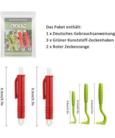 Nepfaivy Ticking Pliers for Dogs Cats & Kids - 3 Tick Hooks & 2 Tick Tweezers - Safe & Easy Tick Remover in Red & Green - Buy Online on GoSupps.com