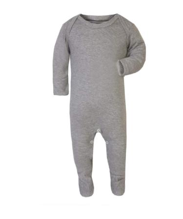 KWC 100% Cotton BABY BOY GIRL Plain Chest Long Sleeve Babygrow Bodysuit Sleepsuit Romper suit Grey 0-3 Months