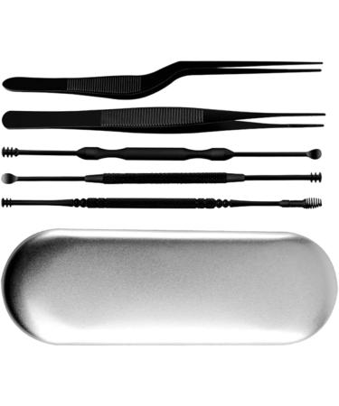 6pcs/set Stainless Steel LED Ear Wax Pickers - Black Earpick Wax Remover Curette Spoon Cleaner Tool - Buy Online on GoSupps.com