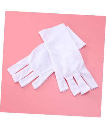 Housoutil 1 Pair Nail Anti Uv Glove Chinese Wooden Pillow Half-Finger Silicone Ear Display Glove Uv Shield Glove White Manicure - Buy Online on GoSupps.com