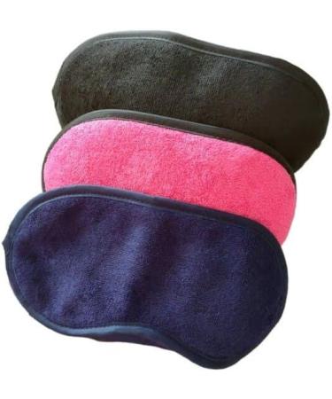 3 Pack Soft Microfiber Eye Sleep Mask Set for Kids & Adults - Stress Relief & Comfort | Rose Red Blue Black - Buy Online on GoSupps.com