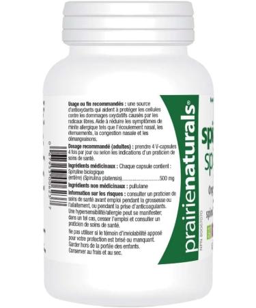 Prairie Naturals Organic Spirulina Blue Green Algae VCapsules - 180 Count - Buy Online on GoSupps.com