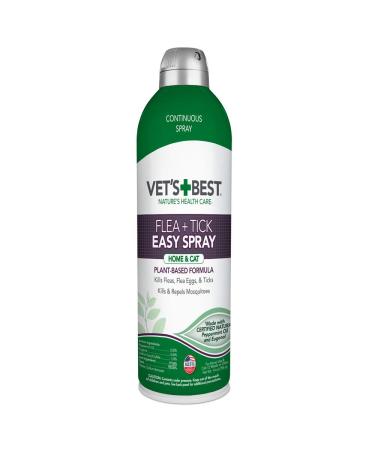 Vet's Best Flea and Tick Easy Spray | Flea Treatment for Cats and Home | Plant-Based Formula | 14 Ounces