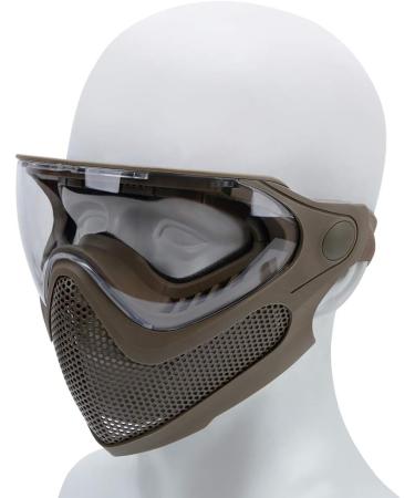 CMAIR4U Tactical Full Face Mask with 3 Anti-Fog Goggles - Steel Mesh Safety Protective Mask for Airsoft CS Shooting (Tan) - Buy Online on GoSupps.com