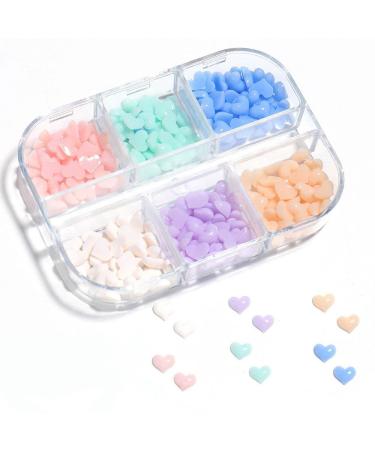 DIY Manicure Purple Blue Charms Resin Love Heart Nails Rhinstones Nail Art Decorations 3D