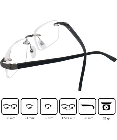 Shop Mini Rimless Reading Glasses - Rectangular Lenses Stainless Steel Frame 2.0 Diopters for Men & Women - International Shipping Available - Buy Online on GoSupps.com