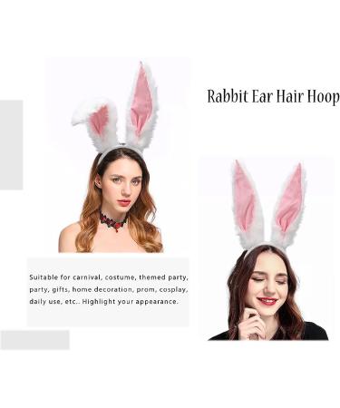Furry Rabbit Ear Bunny Ears Headband for Women - White | Perfect for Parties, Prom, Cosplay | Cute and Fun Costume Hair Accessory - Buy Online on GoSupps.com