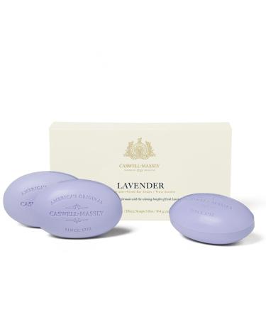 Caswell-Massey Triple Milled Centuries Lavender Three-Soap Set Scented & Moisturizing Bath Soap For Men & Women Made In The USA 5.8 Oz (3 Bars) Centuries Lavender 5.8 Ounce (Pack of 3)