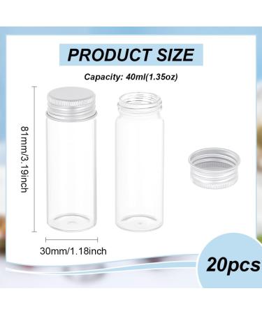 Benecreate 20-Pack 40ml Sealed Glass Bottles with Aluminum Screw Cap - Clear Empty Vials for Samples Weddings & Decoration - Buy Online on GoSupps.com