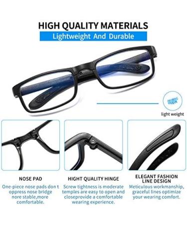 Suertree Foldable Reading Glasses with Blue Light Filter - TR90 Portable Visual Aid for Men & Women - +4.0x Square with PU Etui - Buy Online on GoSupps.com