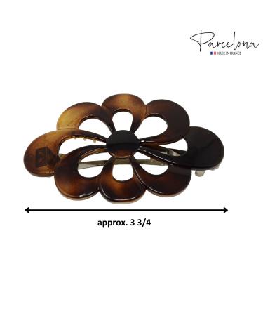 Parcelona French Wide Flower 4 Medium Tortoise Shell Celluloid Hair Barrette Clips - Buy Online on GoSupps.com