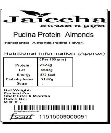 Jaiccha Ghasitaram Rakhi Gifts for Brothers Rakhi Dryfruits - Pudina Protein Almonds 400 GMS in Brown Paper Pouch with Rudraksh Rakhi - Buy Online on GoSupps.com