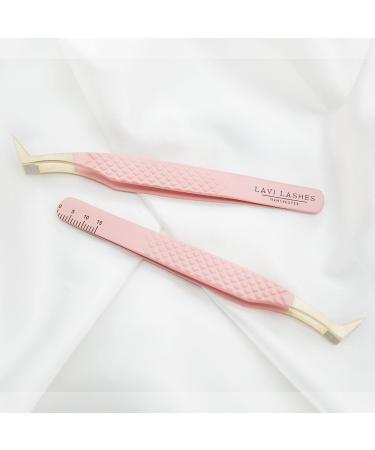 Fiber Tip Eyelash Tweezers Professional Stainless Steel Tweezers Lash Extension Isolation Volume Classic Lashes Curved Straight Tweezer with Measurements - Pink Lavi Lashes (Boot) - Buy Online on GoSupps.com