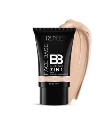 RE_NEE Face Base BB Cream 7 in 1 with SPF 30 PA+++Butterscotch 30ml| Enriched with Hyaluronic Acid & Vitamin C| Hydrates Nourishes & Smoothens Skin