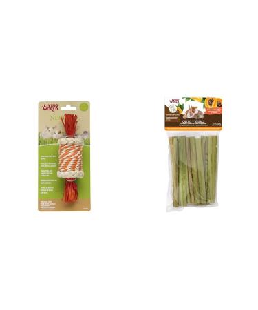 Living World Nibblers Corn Husk Pet Chew Candy + Small Animal Chews - Papaya Stalk Sticks Military+ Animal Chews