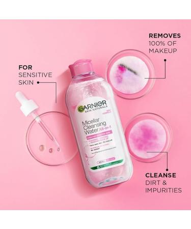 G.ar_ni.er Micellar Cleansing Water - Vegan Gentle Cleanser & Makeup Remover for All 400ml - 100% Dirt & Pollution Removal - Buy Online on GoSupps.com