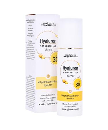 Hyaluron sun care body LSF 30 with hyaluron in pharmaceutical quality + anti-aging effect protects gives moisture tightens and consolidates the skin from medipharma cosmetics