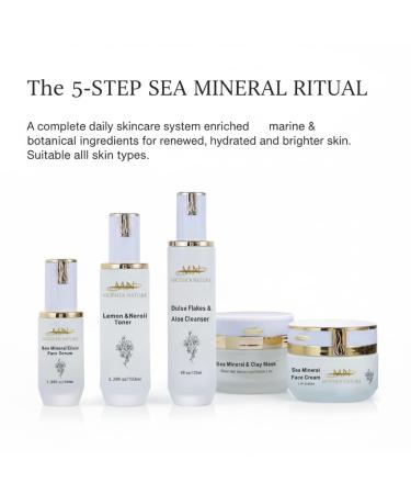MN Mother Nature Sea Mineral 5-Piece Skincare Set Dulse Aloe Cleanser Lemon Neroli Toner Elixir Serum Clay Mask & Face Cream Seaweed & Wakame for Renewed Hydrated and Brightened Skin - Buy Online on GoSupps.com