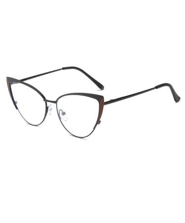 LJCZKA Blue Light Blocking Glasses for Women Cat Eye Computer Eyeglasses Anti Eyestrain Anti Glare Cateye Clear Frame Blackredclear