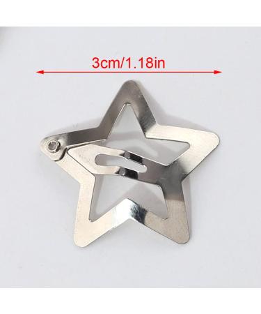 Silver Star Hair Clips for Girls - Set of 10 Kawaii Snap Hair Clips with Hollow Out Stars - Cute Hair Accessories for Kids and Women - Buy Online on GoSupps.com