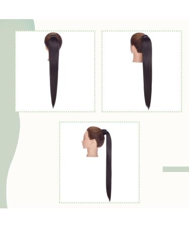 24 Inch Ombre Dark Brown Synthetic Wrap Around Ponytail Extension - Stylish Magic Paste Straight Hair Ponytail - Buy Online on GoSupps.com