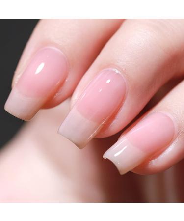FZANEST Nude Gel Nail Polish LED UV Jelly Milky Transparent Sheer Natural Color Gel Polish French Manicure Nail Art (Soft Clear Pink) 13