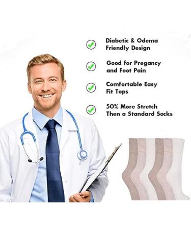 COSHAL 3 Pairs Womens Diabetic Socks wide Honey Comb top soft cuff Ankle Medium-Elastic Grip Soft Toe cosy feel for sensitive feet Legs Non-Binding Circulatory Socks SIZE (4-7) One Size Brown/White ( 3 Pairs ) - Buy Online on GoSupps.com