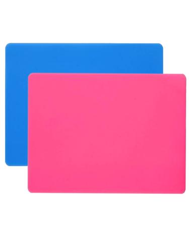 Leceha 2 Pack Silicone Sheet for Crafts, Resin Jewelry Casting Molds Mat, Silicone Mats for Epoxy 11.6" x 8.3", Silicone Placemat Blue and Rose Red 11.6 x 8.3 Rose Red & Blue