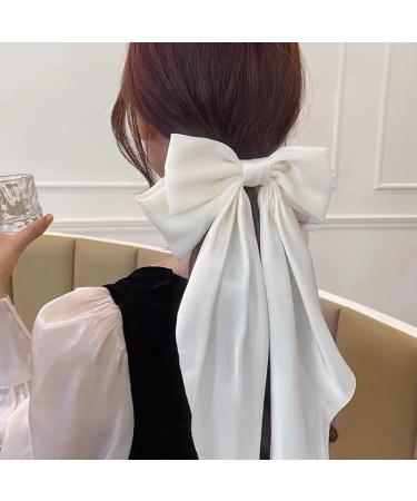 Black Hair Bows for Women White Big Ribbons for Hair Barrettes for Girls Hair Clips for Kids Bowknot Hair Accessories for Thick Fine Hair Stuff for Teenagers Long French Bow Hair Clip for Women Girls - Buy Online on GoSupps.com