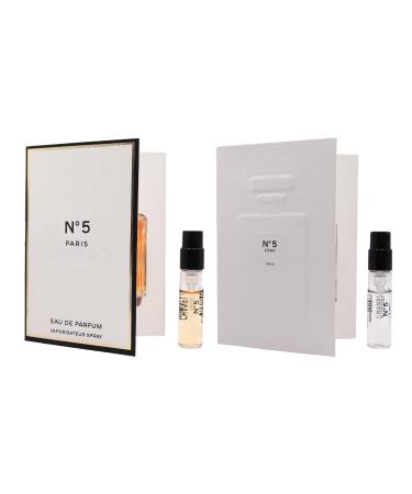 Set 2 Cologne Luxury Travel Size for Women Sample Spray Vial 0.05oz/ 1.5ml each. No.5 Eau De Parfum/No.5 L'eau Eau De Toilette