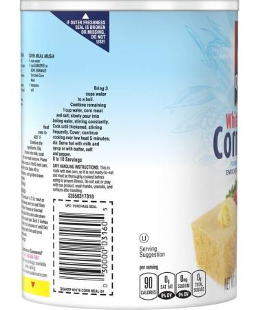 Quaker White Corn Meal 24oz (680g) | For Baking and Breading | Enriched and Degerminated | Perfect for Coating for Chicken Fish and Vegetable | 1 x 680g - Buy Online on GoSupps.com