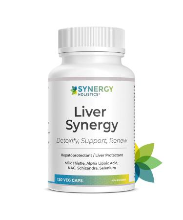 Synergy Holistics | Liver Synergy - Comprehensive Liver Health Formula with Milk Thistle NAC Selenium and Glutathione Support Advanced Liver Protectant Formula -120 Veg Caps
