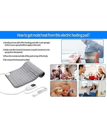 Electric Heating Pad for Back Pain Relief - 12x24 - Dry & Moist Heat Therapy - Auto Shut Off - Light Gray - Buy Online on GoSupps.com