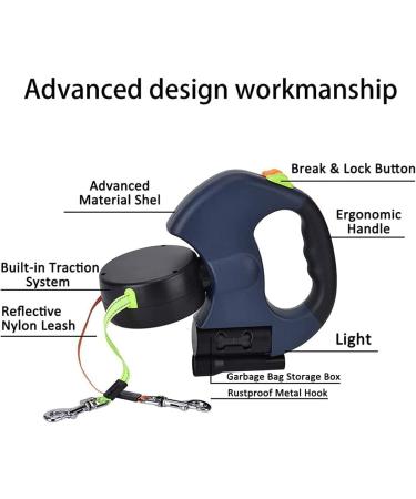 10FT Double Headed Retractable Dog Lead with Flashlight | Heavy Duty Reflective Pet Leash for Small Dogs/Cats | Tangle-Free, Blue - Buy Online on GoSupps.com