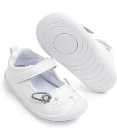 LACOFIA Baby Girls Mary Jane Flats - Infant Anti-Slip First Walking Shoes (Size 4 UK Child) White - Buy Online on GoSupps.com