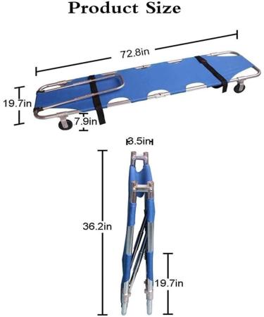 Portable Foldaway Stretcher with 4 Wheels and Seat Belt Emergency Rescue Flat for Hospital Sports Venues Max Load Bearing 350 Lb 0106 - Buy Online on GoSupps.com
