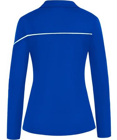JACK SMITH Women's Golf Polo Shirt UPF 50+ Long Sleeve Zip-Up Tee Holder Athletic Top (Royal Blue, X-Large) - Buy Online on GoSupps.com