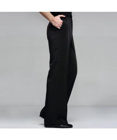 YILINFEIER Men's Black Professional Dance Pants with Pocket Belt | Modern Square Practice, Wide Latin Fit | Size 29 - Buy Online on GoSupps.com