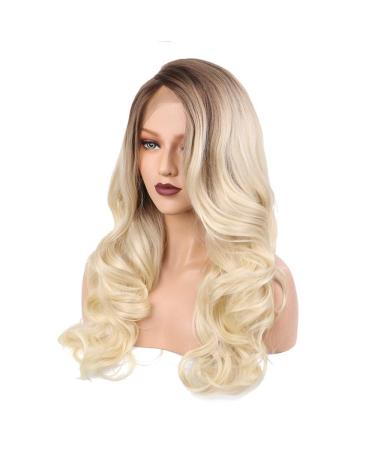 SHIYID Side Part Long Body Wave Synthetic Blonde Lace Front Wig - Heat Resistant Short Roots High Density - Buy Online on GoSupps.com