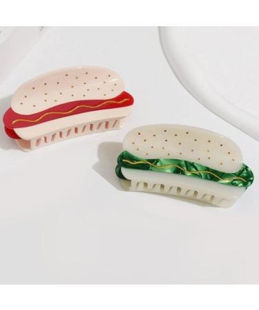 Hair Claw Clips Cute Hot Dog Hairpin Clip Headwear Cartoon Hamburg Grip Pin Teeth Clamp Hair Accessories for Women Girls Green - Buy Online on GoSupps.com