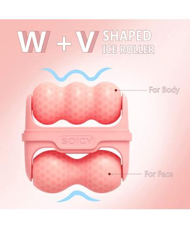 2-in-1 Ice Roller for Face, Neck & Eyes - S&W Shaped, Puffiness Relief, Migraine Pain, Skin Care Tool (Pink) - Buy Online on GoSupps.com