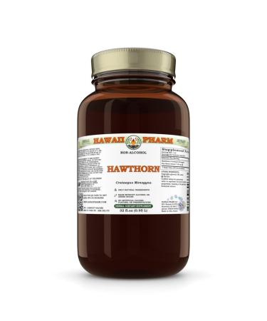 Hawthorn (Crataegus Monogyna) Dry Berry Glycerite Made in Hawaii All Natural Vegan Lab Tested Alcohol-Free Liquid Extract - 32 fl.oz 32 Fl Oz (Pack of 1)