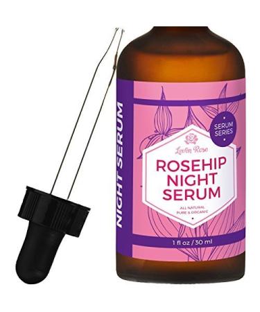 Rosehip Oil Night Serum by Leven Rose, 100% Pure Organic Natural Skin Renewal Brightening Complexion Anti Inflammatory Anti Aging 1 oz