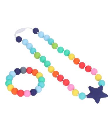 Food Grade Silicone Chew Necklace & Bracelet Set for Teething Babies - Colorful & Portable Teether Toys for Autism & Anxiety Relief - Buy Online on GoSupps.com