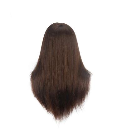 18 Inch 100% Human Hair Styling Head - Brown & Black Hairdressing Model for Long Hairstyles - Buy Online on GoSupps.com