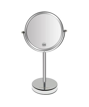 TTHGABKC 7-Inch Large Double Sided 1X/5X Magnifying Makeup Mirror  360 Degree Swivel Vanity Mirror with Magnification  Travel Mirror with Stand and Removable Base